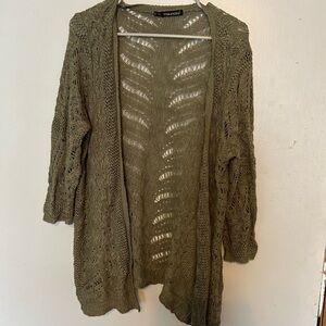Maurices Olive Open-Front Knit Cardigan
